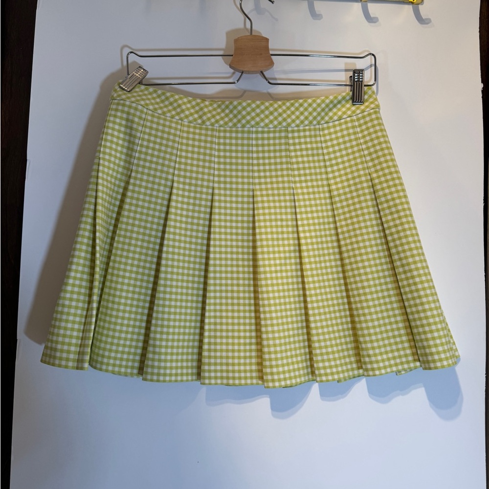 Gingham Pleated Skirt - Green